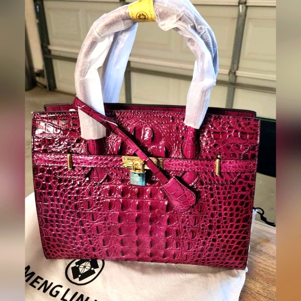 Purple Crocodile Style Handbag